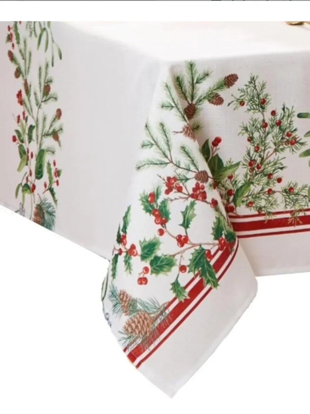 Elrene Home Fashions Winter Holiday Berry Fabric Tablecloth, 102 X 60